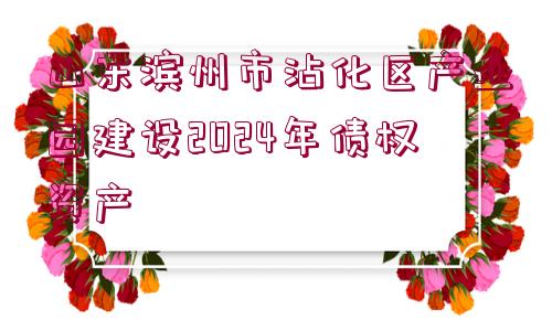 山東濱州市沾化區(qū)產(chǎn)業(yè)園建設2024年債權資產(chǎn)