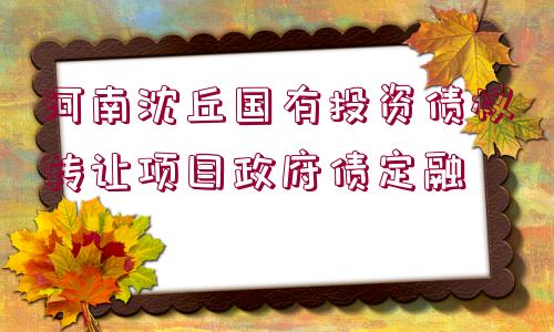 河南沈丘國(guó)有投資債權(quán)轉(zhuǎn)讓項(xiàng)目政府債定融