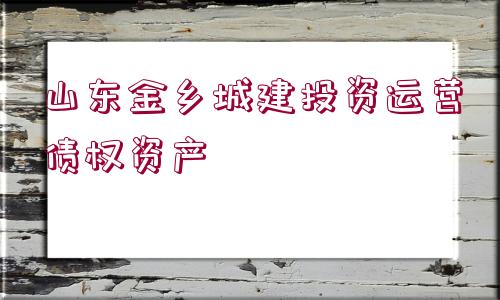 山東金鄉(xiāng)城建投資運(yùn)營(yíng)債權(quán)資產(chǎn)